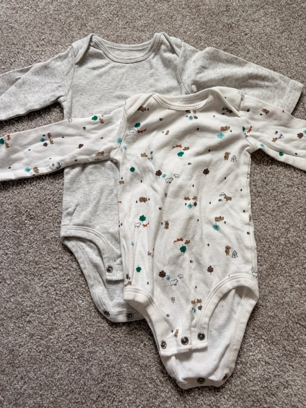 Carter’s Neutral & Forest Print Long-Sleeve Bodysuit